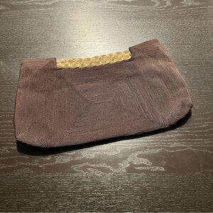 Vintage Brown Cord Clutch with Braid Handle